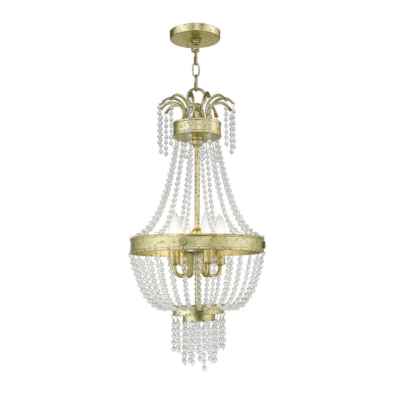 Livex Lighting 51854-28 Four Light Pendant, Hand Applied Winter Gold