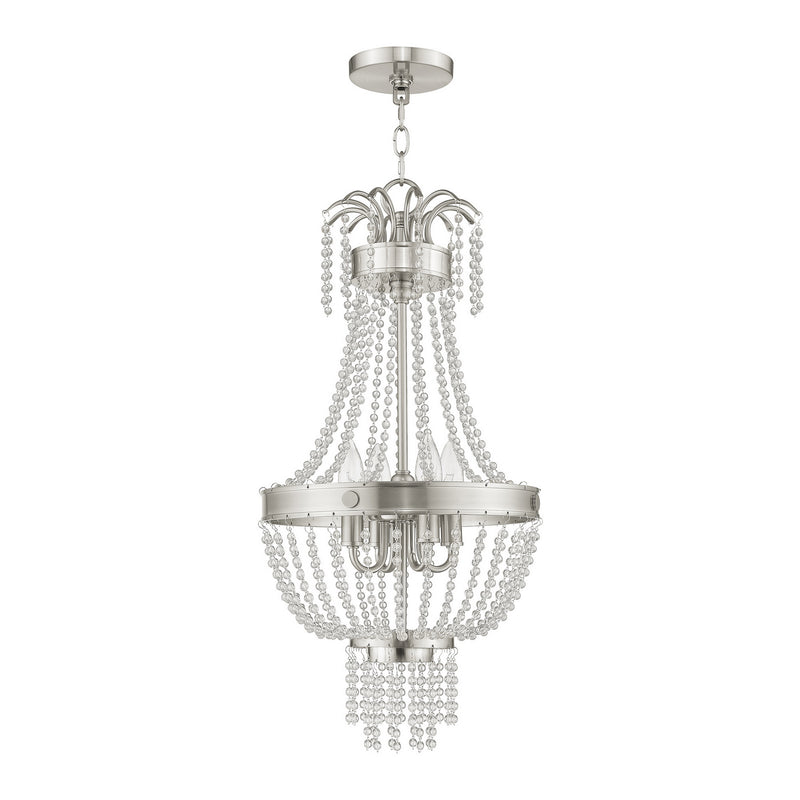 Livex Lighting 51854-91 Four Light Pendant, Brushed Nickel