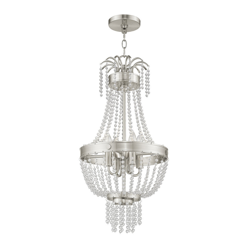 Livex Lighting 51854-91 Four Light Pendant, Brushed Nickel