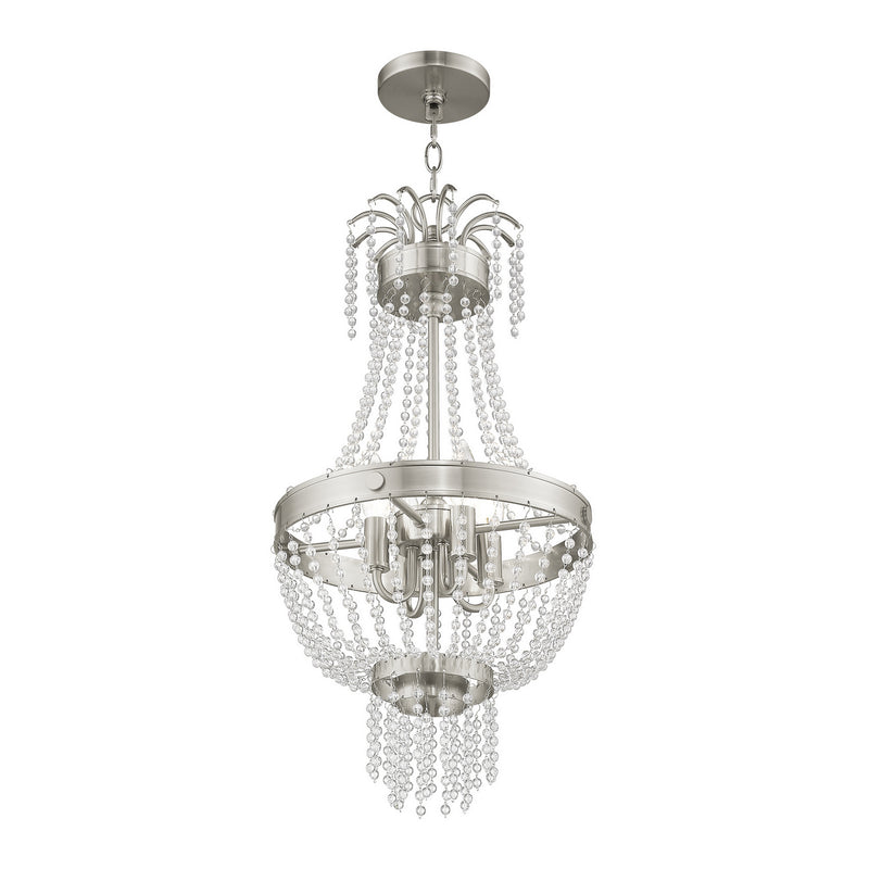 Livex Lighting 51854-91 Four Light Pendant, Brushed Nickel