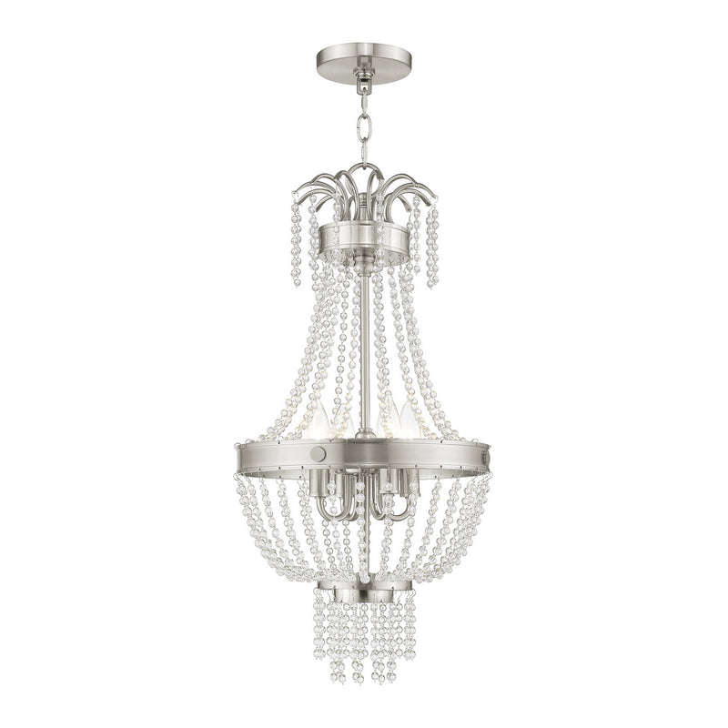 Livex Lighting 51854-91 Four Light Pendant, Brushed Nickel