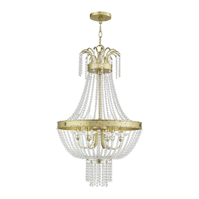 Livex Lighting 51856-28 Six Light Pendant, Hand Applied Winter Gold