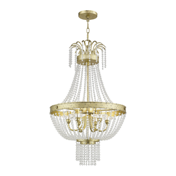 Livex Lighting 51856-28 Six Light Pendant, Hand Applied Winter Gold
