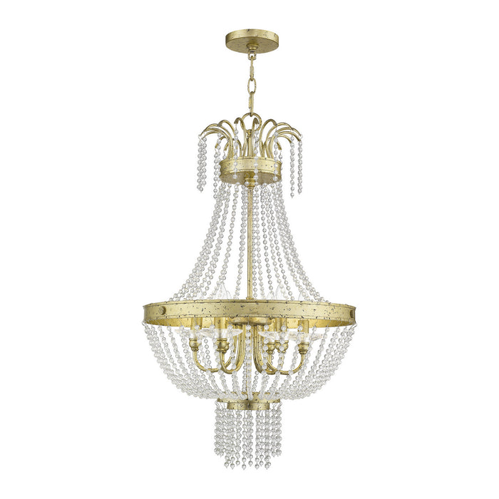 Livex Lighting 51856-28 Six Light Pendant, Hand Applied Winter Gold