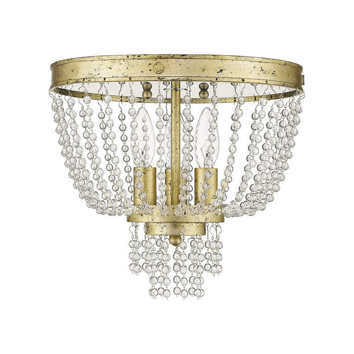 Livex Lighting 51864-28 Three Light Ceiling Mount, Hand Applied Winter Gold