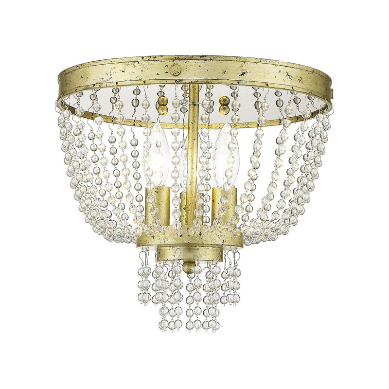 Livex Lighting 51864-28 Three Light Ceiling Mount, Hand Applied Winter Gold