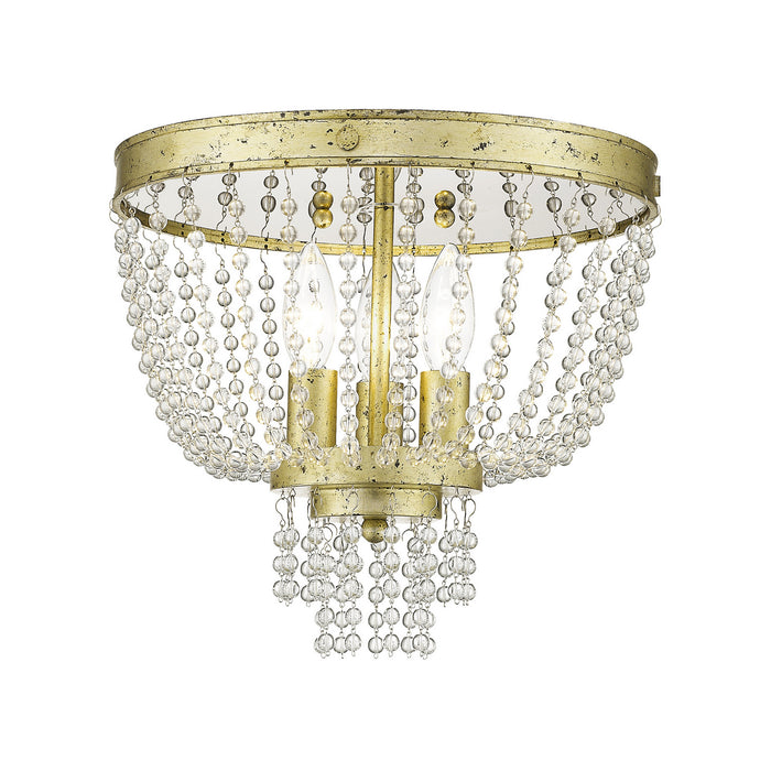 Livex Lighting 51864-28 Three Light Ceiling Mount, Hand Applied Winter Gold