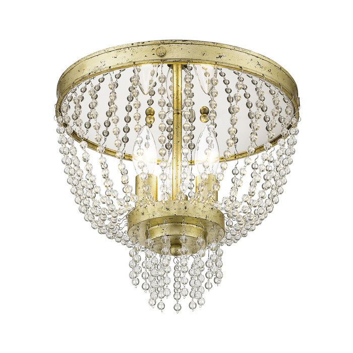 Livex Lighting 51864-28 Three Light Ceiling Mount, Hand Applied Winter Gold