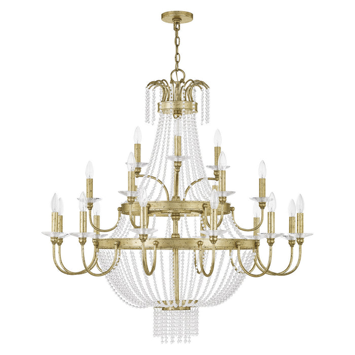 Livex Lighting 51877-28 21 Light Foyer Chandelier, Hand Applied Winter Gold