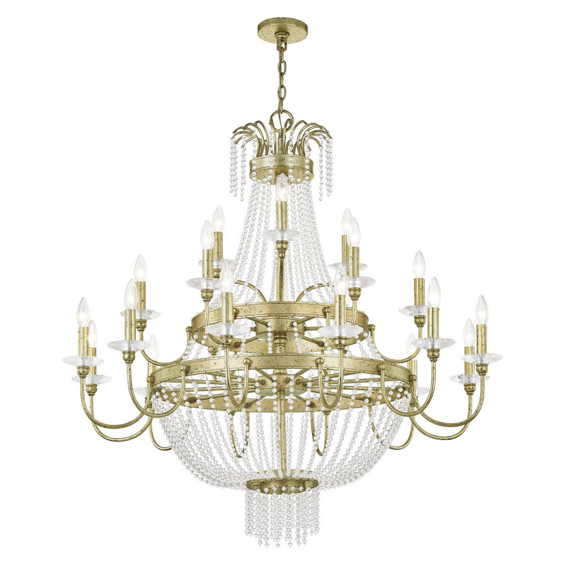 Livex Lighting 51877-28 21 Light Foyer Chandelier, Hand Applied Winter Gold