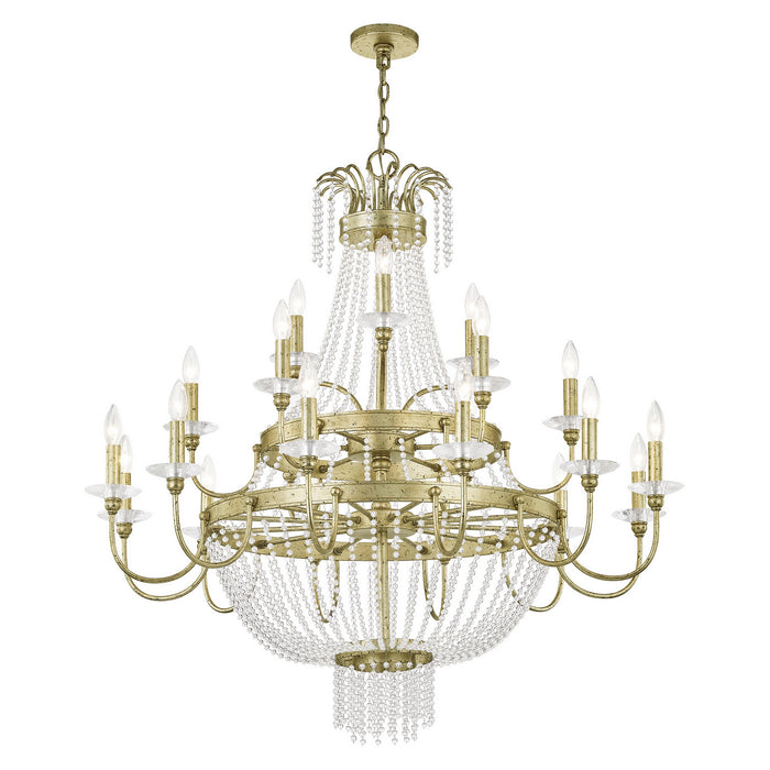 Livex Lighting 51877-28 21 Light Foyer Chandelier, Hand Applied Winter Gold