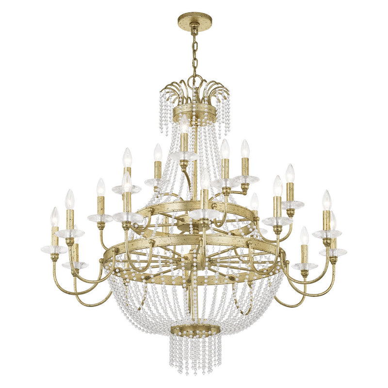 Livex Lighting 51877-28 21 Light Foyer Chandelier, Hand Applied Winter Gold
