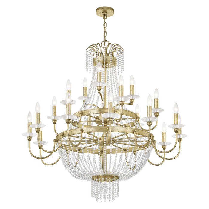 Livex Lighting 51877-28 21 Light Foyer Chandelier, Hand Applied Winter Gold