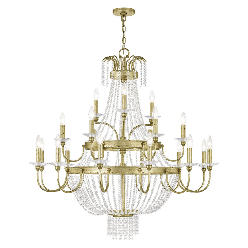 Livex Lighting 51877-28 21 Light Foyer Chandelier, Hand Applied Winter Gold