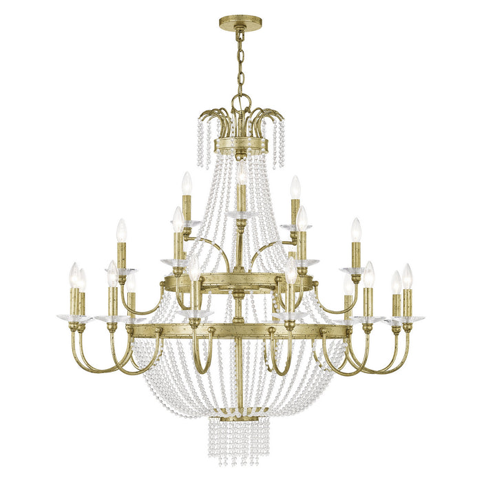 Livex Lighting 51877-28 21 Light Foyer Chandelier, Hand Applied Winter Gold