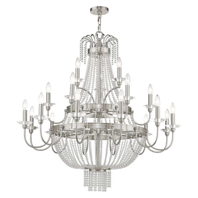 Livex Lighting 51877-91 21 Light Foyer Chandelier, Brushed Nickel