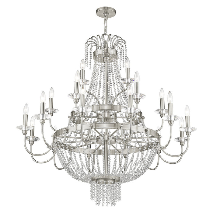 Livex Lighting 51877-91 21 Light Foyer Chandelier, Brushed Nickel
