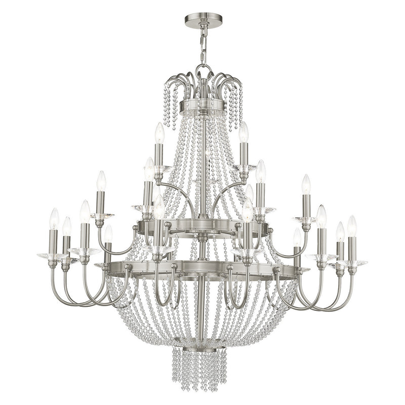 Livex Lighting 51877-91 21 Light Foyer Chandelier, Brushed Nickel