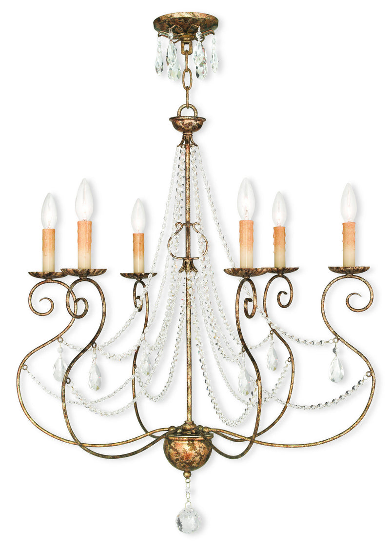 Livex Lighting 51906-36 Six Light Chandelier, Hand Applied European Bronze
