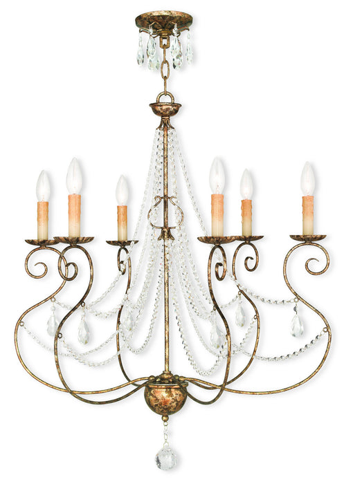 Livex Lighting 51906-36 Six Light Chandelier, Hand Applied European Bronze