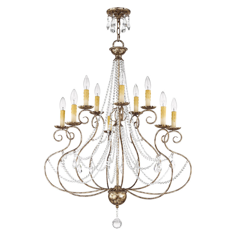 Livex Lighting 51909-36 Ten Light Chandelier, Hand Applied European Bronze