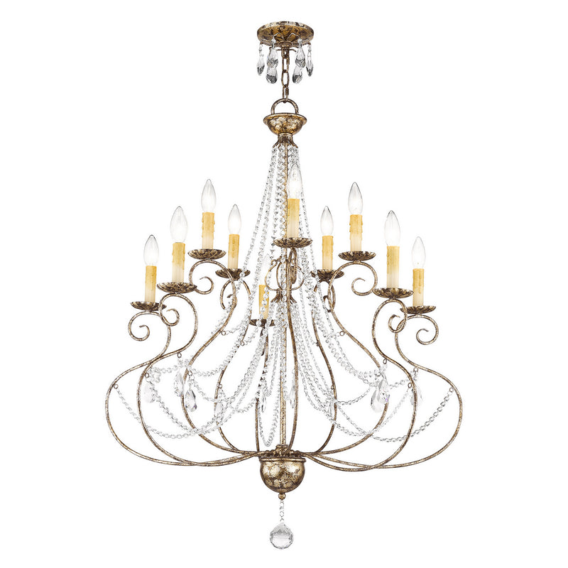 Livex Lighting 51909-36 Ten Light Chandelier, Hand Applied European Bronze