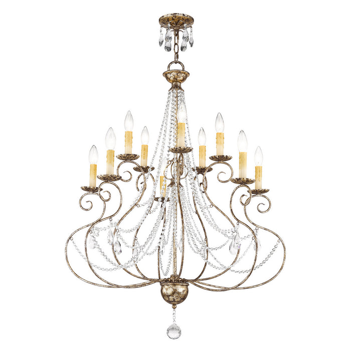 Livex Lighting 51909-36 Ten Light Chandelier, Hand Applied European Bronze