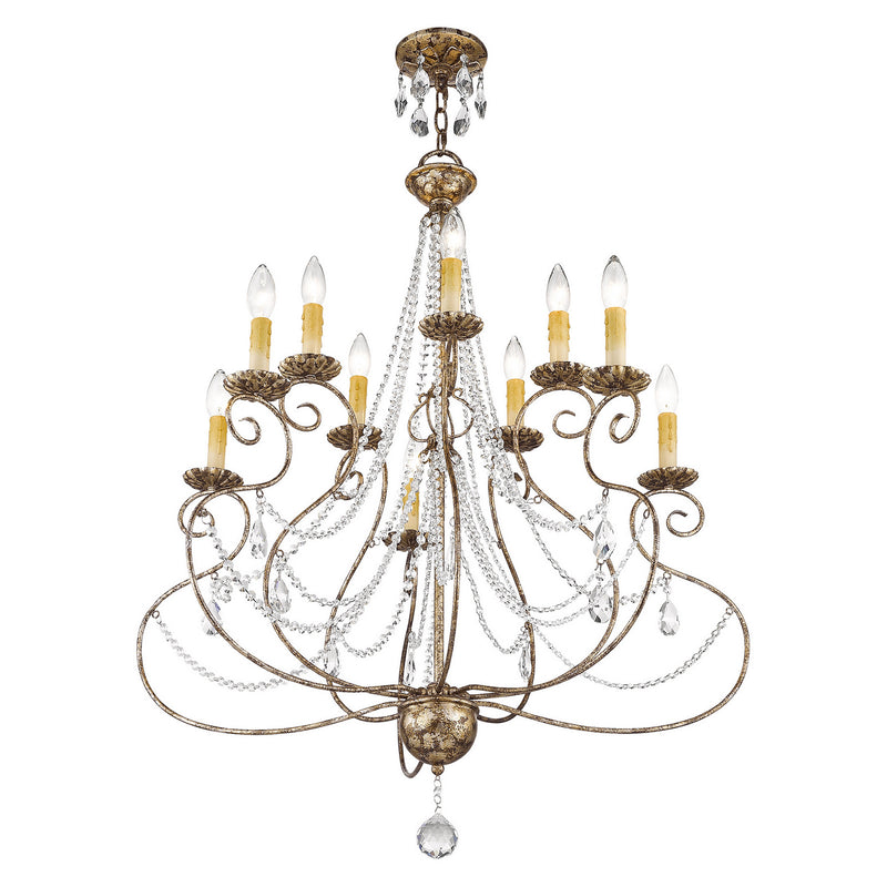 Livex Lighting 51909-36 Ten Light Chandelier, Hand Applied European Bronze