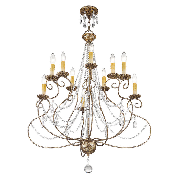 Livex Lighting 51909-36 Ten Light Chandelier, Hand Applied European Bronze