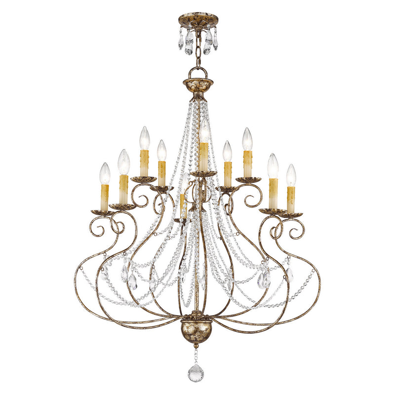 Livex Lighting 51909-36 Ten Light Chandelier, Hand Applied European Bronze