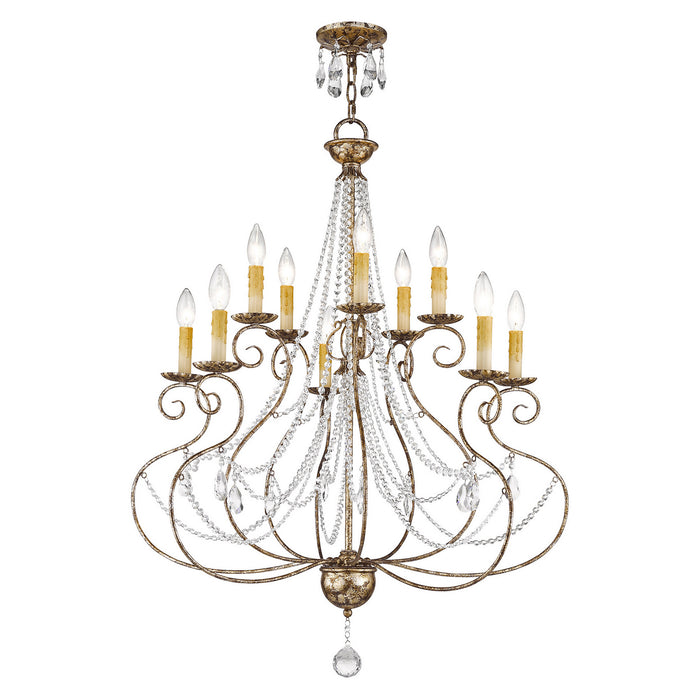 Livex Lighting 51909-36 Ten Light Chandelier, Hand Applied European Bronze
