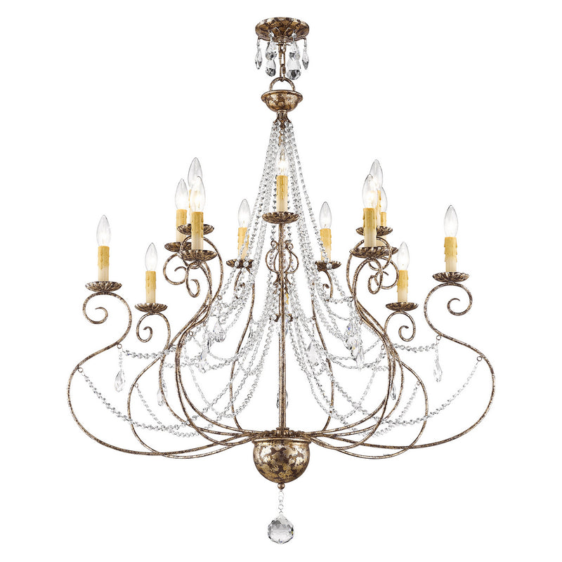 Livex Lighting 51910-36 14 Light Foyer Chandelier, Hand Applied European Bronze