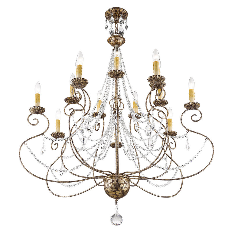 Livex Lighting 51910-36 14 Light Foyer Chandelier, Hand Applied European Bronze