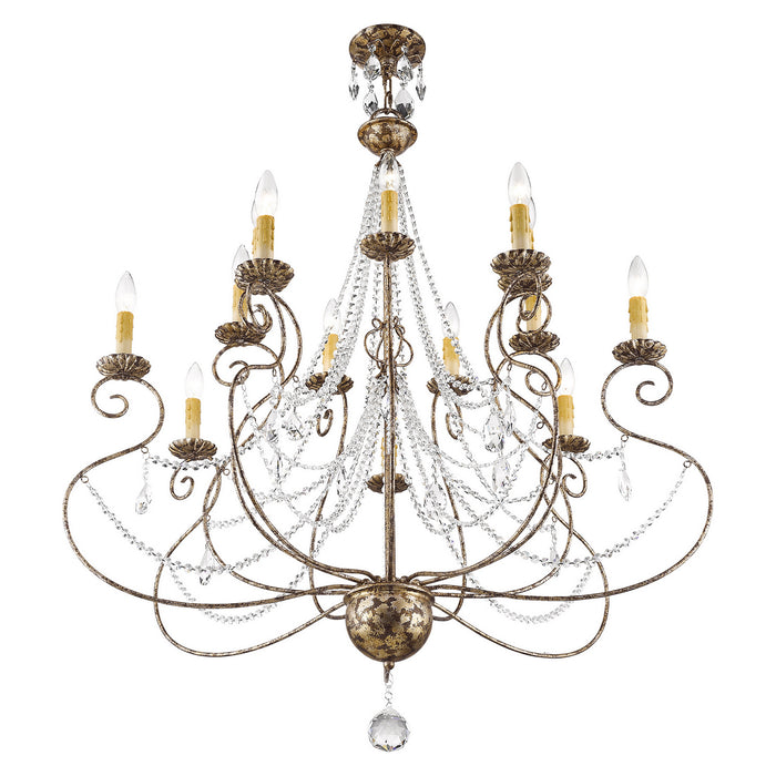 Livex Lighting 51910-36 14 Light Foyer Chandelier, Hand Applied European Bronze