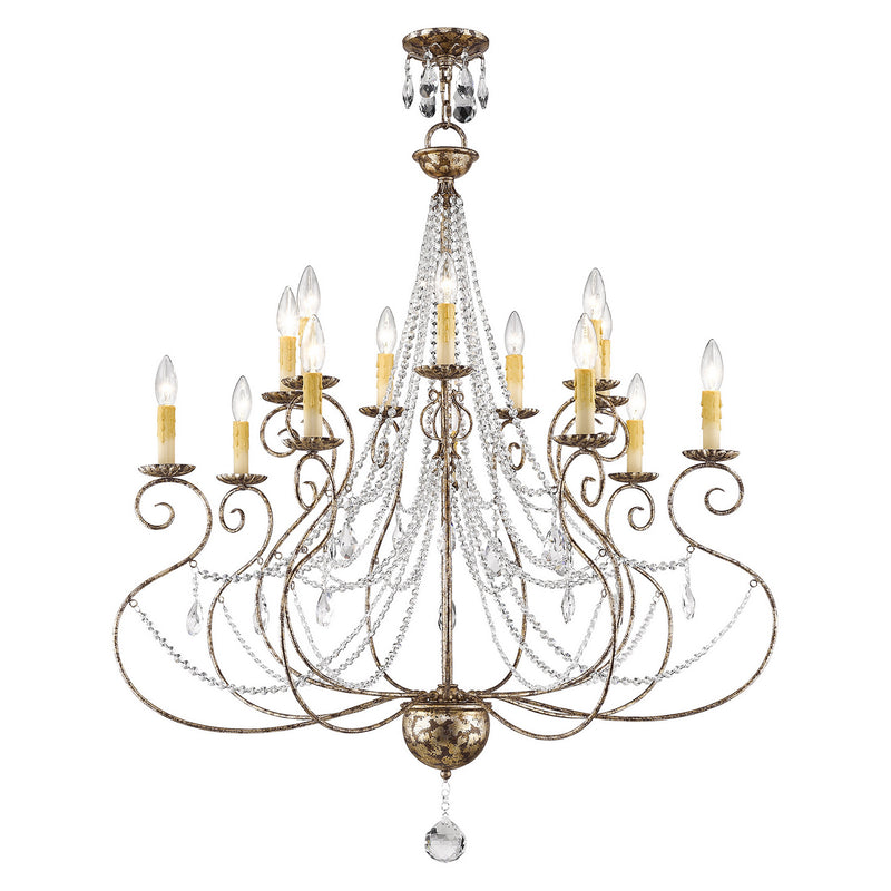 Livex Lighting 51910-36 14 Light Foyer Chandelier, Hand Applied European Bronze