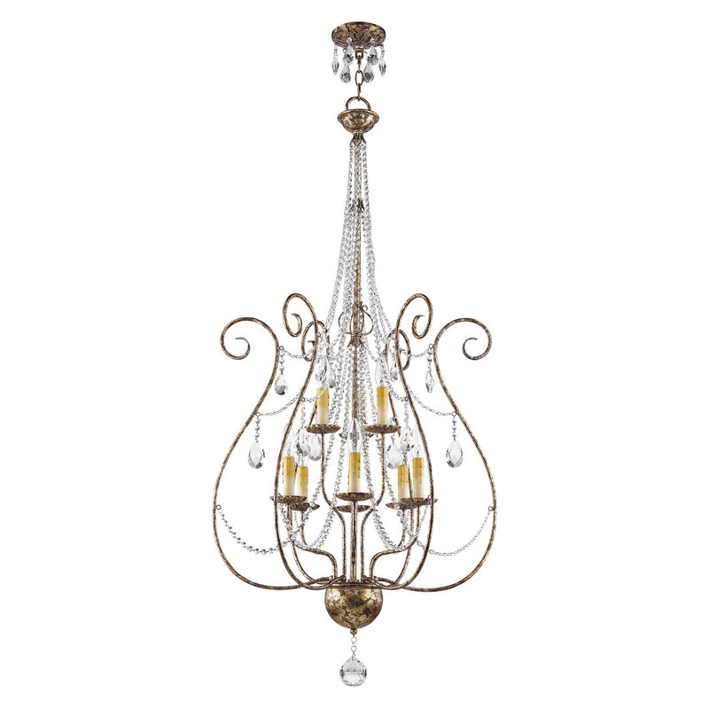 Livex Lighting 51911-36 Nine Light Foyer Chandelier, Hand Applied European Bronze