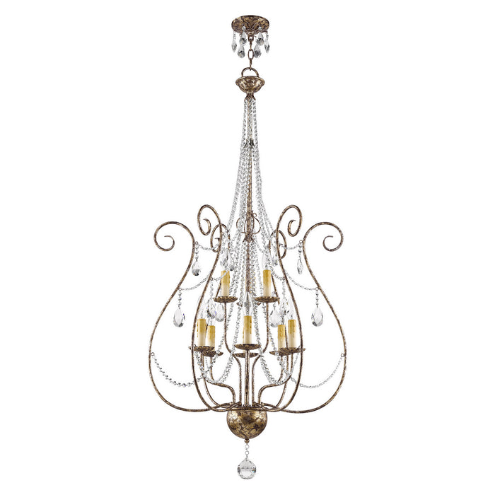 Livex Lighting 51911-36 Nine Light Foyer Chandelier, Hand Applied European Bronze