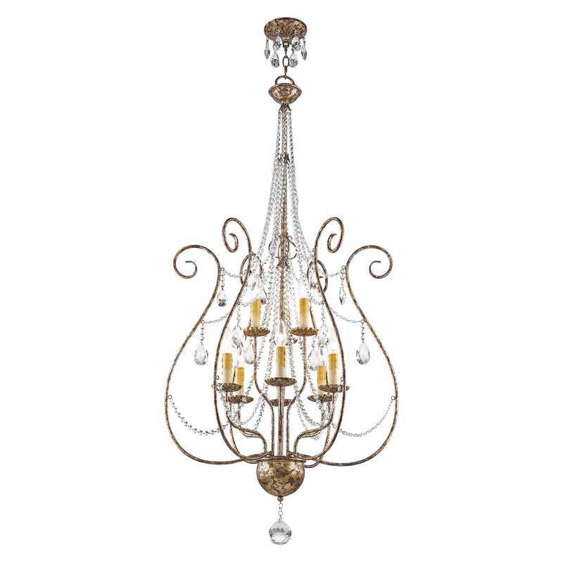 Livex Lighting 51911-36 Nine Light Foyer Chandelier, Hand Applied European Bronze