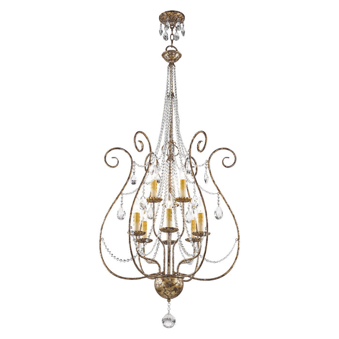 Livex Lighting 51911-36 Nine Light Foyer Chandelier, Hand Applied European Bronze