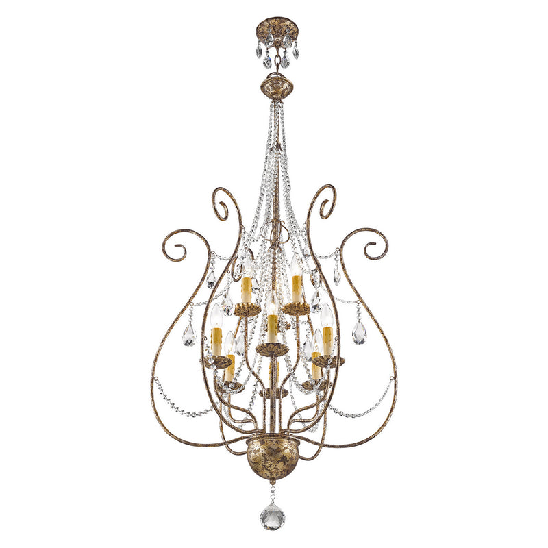 Livex Lighting 51911-36 Nine Light Foyer Chandelier, Hand Applied European Bronze