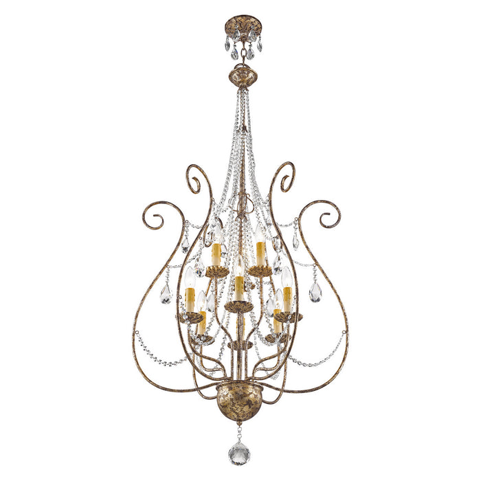 Livex Lighting 51911-36 Nine Light Foyer Chandelier, Hand Applied European Bronze