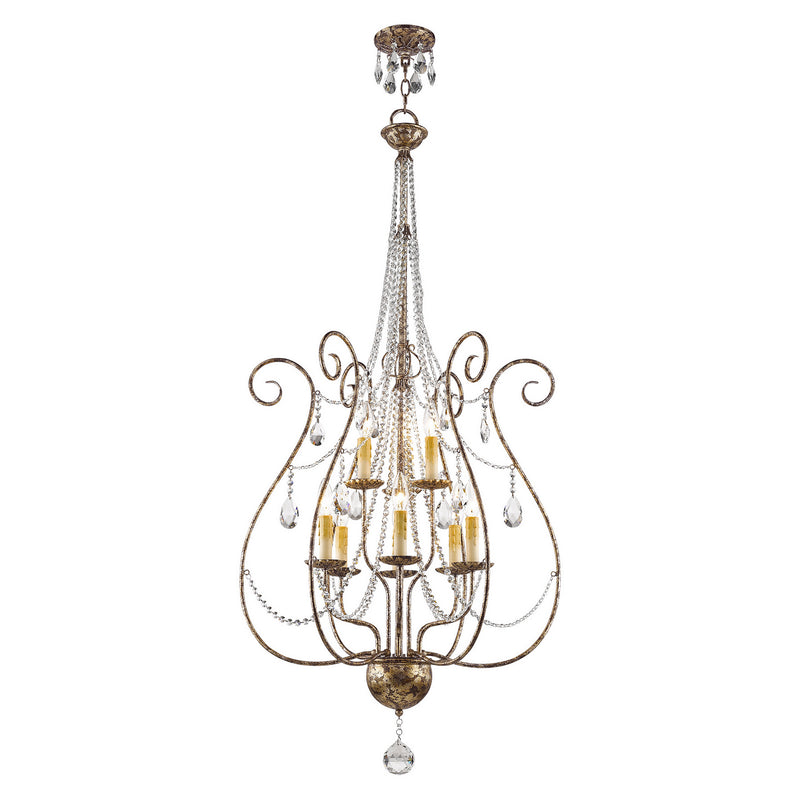 Livex Lighting 51911-36 Nine Light Foyer Chandelier, Hand Applied European Bronze