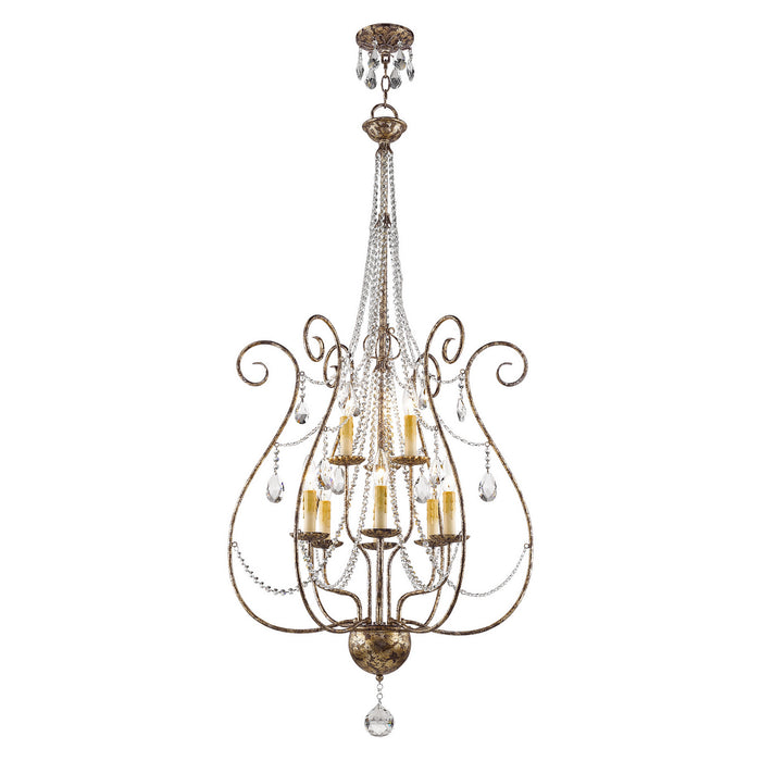 Livex Lighting 51911-36 Nine Light Foyer Chandelier, Hand Applied European Bronze