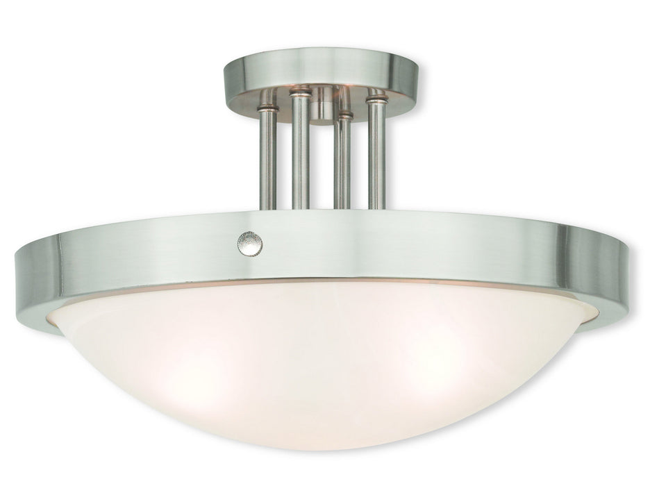 Livex Lighting 73956-91 Three Light Ceiling Mount, Brushed Nickel
