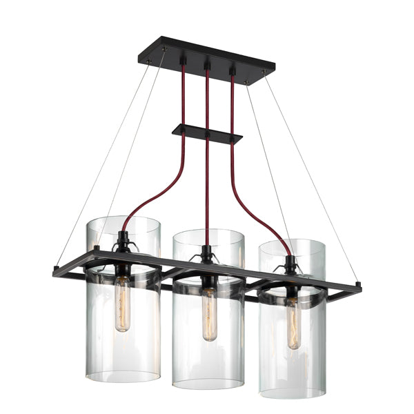 Sonneman 4763.25 Three Light Pendant, Satin Black