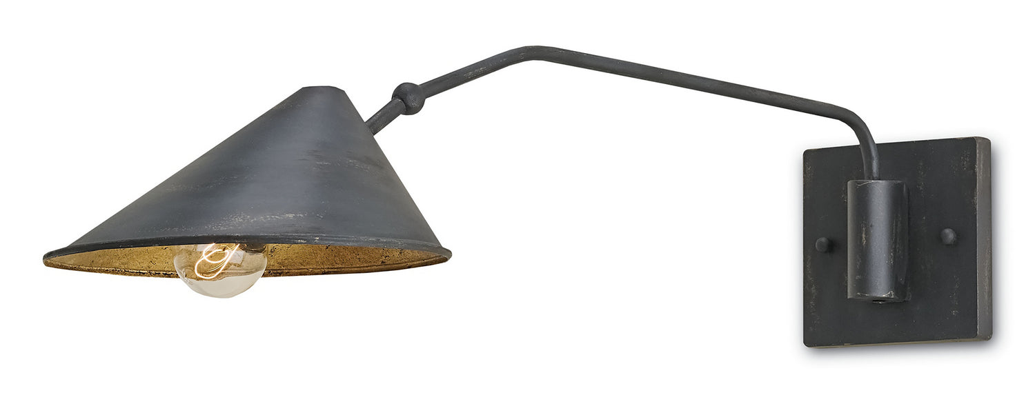 Currey and Company 5177 One Light Wall Sconce, French Black/Gold Leaf