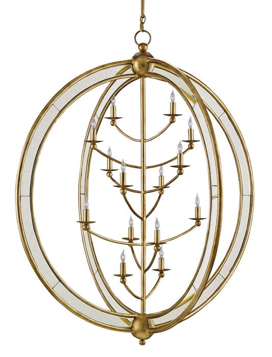 Currey and Company 9236 14 Light Chandelier, Gold Granello/Antique Mirror
