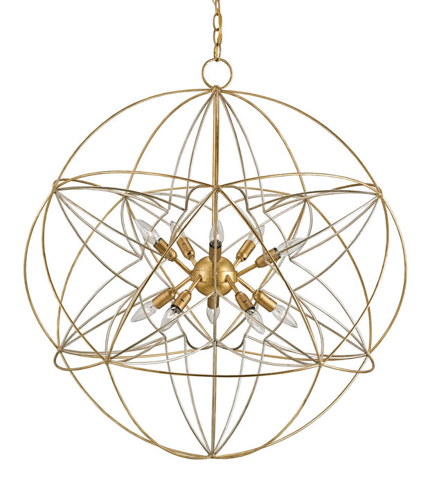 Currey and Company 9840 Ten Light Chandelier, Contemporary Gold Leaf/Contemporary Silver Leaf