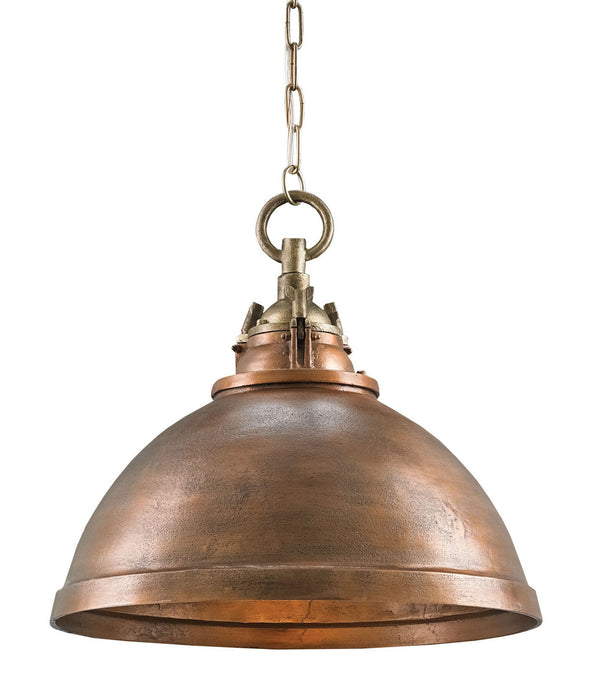 Currey and Company 9857 One Light Pendant, Copper/Antique Brass