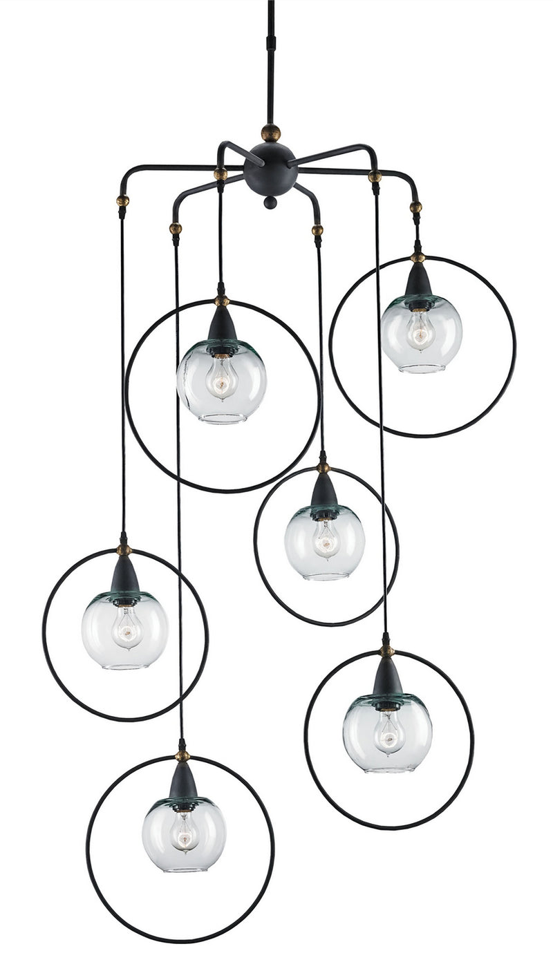Currey and Company 9869 Six Light Pendant, Blacksmith/Old Brass